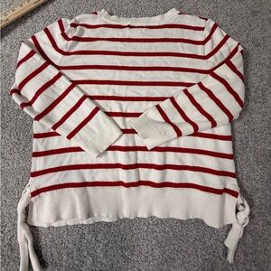 Liz Claiborne Red and White Striped Knit Sweater – Women’s XL nautical Maine